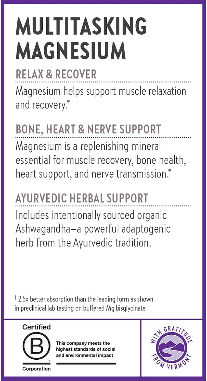 New Chapter Magnesium + Ashwagandha Supplement 325 mg with Magnesium Glycinate for Muscle Relaxation &amp Recovery Heart Nerve &amp Bone Health 2.5X AbsorptionNon-GMO-90 ct (3 Month Supply)(Pa
