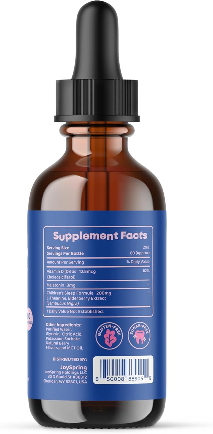 JoySpring Sleepberry Liquid Melatonin for Kids with Elderberry and Saffron Gummies Kids &amp Teens - Kids Mood Support Supplement