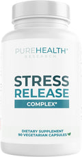 PUREHEALTH RESEARCH Stress Release Complex - Mood Support Supplement for Women &amp Men - Helps With Occasional Stress &amp Relaxation - With Ashwagandha L Theanine Lemon Balm Niacin &amp More -