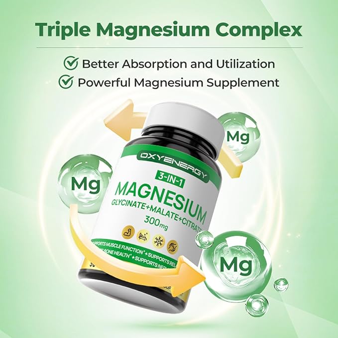 OxyEnergy 300mg Milk Thistle &amp 3 in 1 Magnesium Complex Capsule Supplement