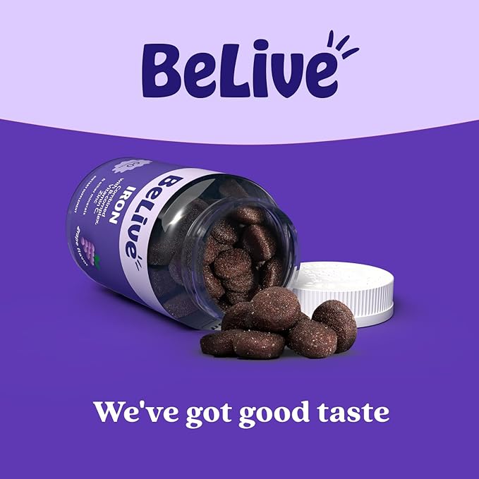 BeLive Iron Gummies - Multivitamin Iron Supplement with Vitamin C A B &amp Zinc Supports Blood Oxygen Vegan Supplements for Women Men &amp Kids for Growth and Development - Grape Flavor | 5-Pac