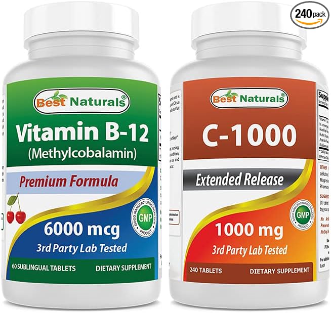 Best Naturals Vitamin B-12 6000 mcg &amp Vitamin C 1000 mg