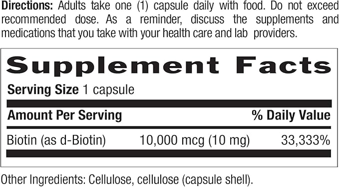 Country Life High-Potency Biotin 10mg - Vegan &amp Gluten-Free Biotin Supplement for Skin &amp Nails Energy Metabolism - Biotin 10000mcg Capsules