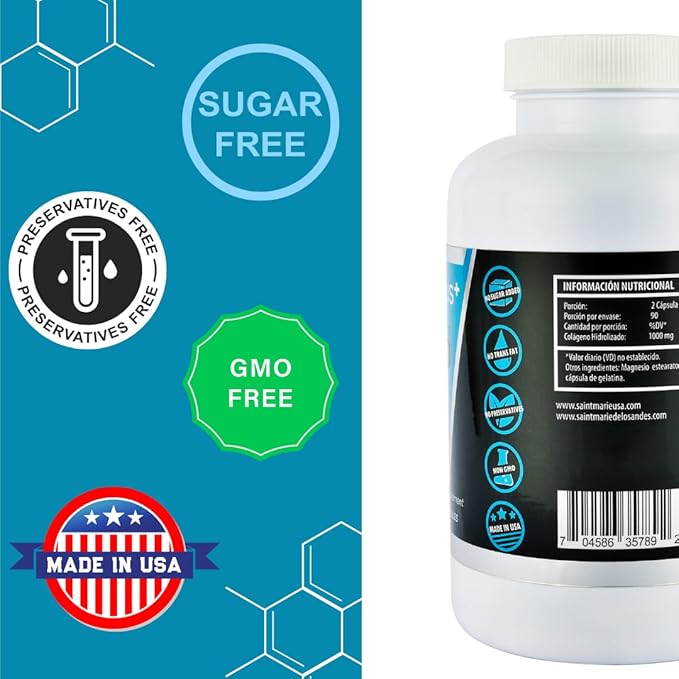 Multi Collagen Pills Plus + 180 Capsules (Types I II III V &amp X) + Absorption Enhancer (3 Months Supply) - Non-GMO Collagen Supplements to Support Hair Skin Nails Joints &amp Gut Health