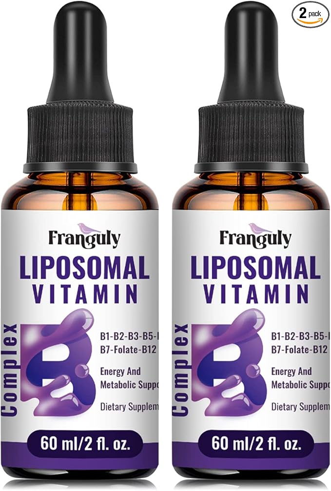 Liposomal Vitamin B Complex Liquid Sublingual B Complex Vitamins Supplement for Women Men Improved Absorption Methylated B12B1 B2 B3 B5 B6FolateBiotin for Energy And Immune Support-4.0 oz