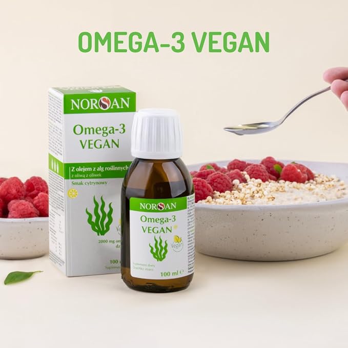NORSAN Omega-3 Vegan - Liquid Algae Oil - High-Dose 2000mg Omega-3 per Serving | Supports Heart Brain &amp Eye Health* | Non-GMO Sustainable &amp Vegan-Friendly | 3.4 fl oz Bottle (100ml)