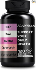 ACAPPELLA Vitamin D3 K2 Capsule Quercetin NAC N-Acetyl Cysteine Sarracenia Supplement Zinc Supplements 120 Count