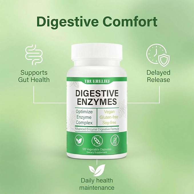 Digestive Enzyme Supplement containing Enzyme Blend - Supports Digestion of proteins carbohydrates fats and Dairy Products Brings Digestive Comfort - 60 Vegetarian Capsules (A Bottle of)