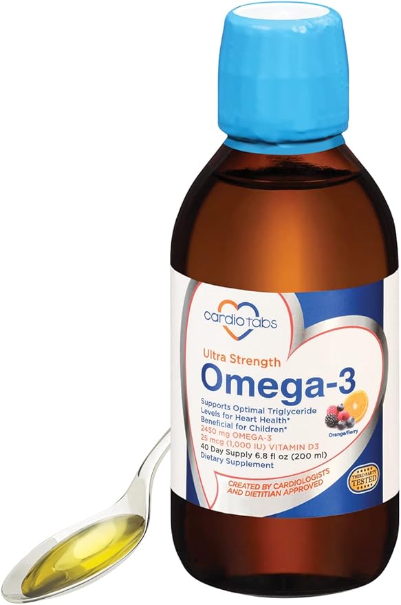 Ultra Strength Liquid Omega-3 + Vitamin D3 Fish Oil Supplements 4500mg Omega-3 Marine Oil from Fish Oil and Calamarine 2130mg DHA and EPA + 1000 IU of Vitamin D3-6.8 fl oz