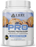 Core Nutritionals PRO Gourmet Protein Blend | Whey Protein Blend |with MCTs &amp Digestive Enzymes | Sustained Release Protein &amp Recovery Support | 27 Servings (Blueberry Muffin)