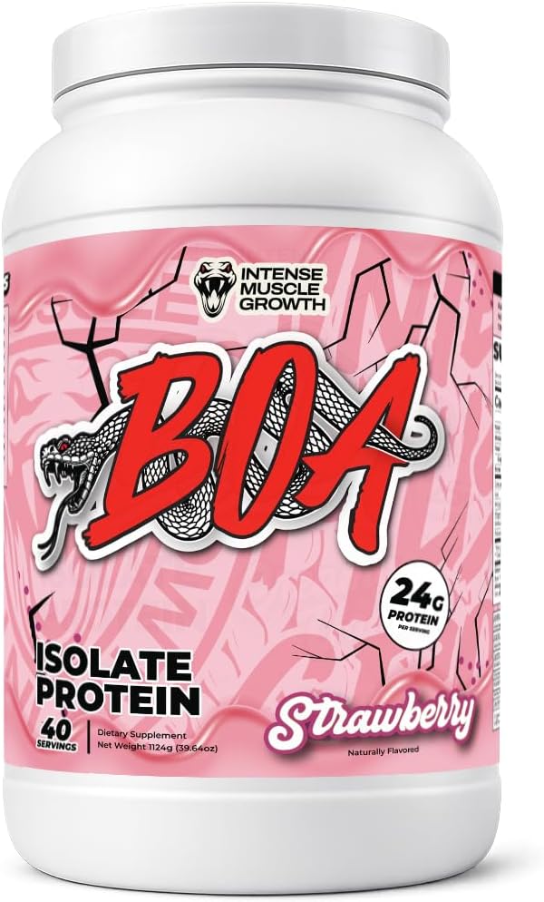 BOA Isolate Protein with Vitamin B6 and Zinc - Low-Sodium Whey Protein Isolate 24g of Protein per Scoop - (Strawberry - 40 Servings)