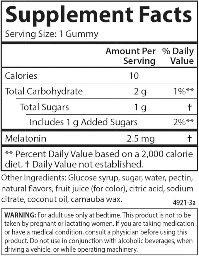 Carlson - Melatonin Gummies 2.5 mg Healthy Sleep Promotes Relaxation Natural Strawberry Flavor 100 Gummies