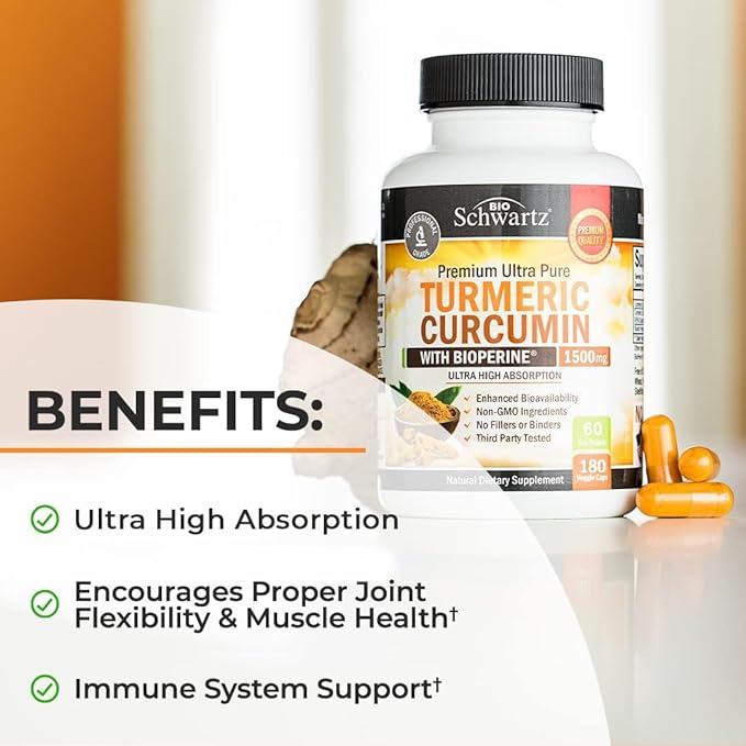 Triple Strength Omega 3 Fish Oil Softgels (2 Month Supply) Plus Turmeric Curcumin with Black Pepper Extract 1500mg Complex (2 Month Supply)