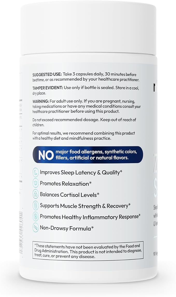 Zenful Sleep 6-in-1 Natural Sleep Aid for Adults Without Melatonin | Deep Sleep Supplement with Ashwagandha KSM-66® and Venetron® | Supports Cortisol Balance &amp Mood | 90 Capsules