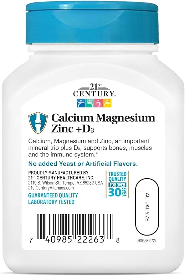 21st Century Cal Mag Zinc +D Vitamin - 90 Tablets Pack of 3