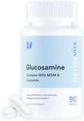 Bettervits Glucosamine Complex with MSM Сhondroitin | Joint Supplements for Women and Men with Vitamin C | Arthritis Support Supplement for Mobility &amp Flexibility - 90 Capsules