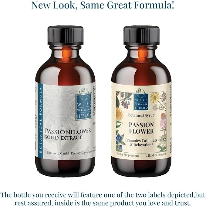 Wise Woman Herbals Passionflower Botanical Syrup (Formerly Solid Extract) 4:1 Alcohol-Free Extra Strength Sleep Aid Eases Tension Supports Calm Mood &amp Restful Sleep Pure Non-GMO 4 Fl Oz