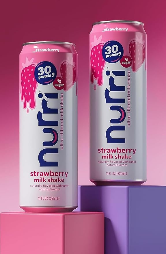 Nurri Ultra Filtered Protein Milk Shake Variety Pack 30g Protein Low Sugar Lactose Free – 12 Ready-to-Drink 11 fl oz Cans (4 Vanilla 4 Chocolate 4 Strawberry)