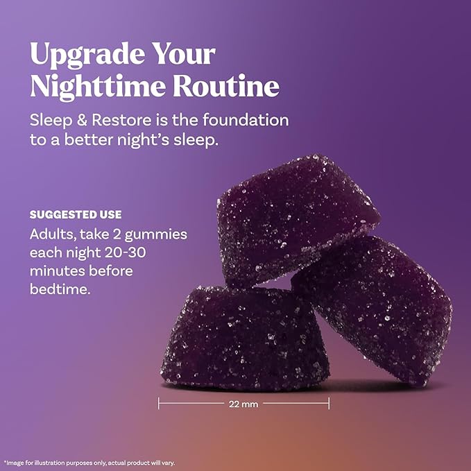 Natrol Sleep &amp Restore Magnesium Glycinate Blend Gummies Magnesium for Sleep Aids for Adults Melatonin-Free Cherry Flavored 30 Day Supply 60 Gummies (Pack of 2)
