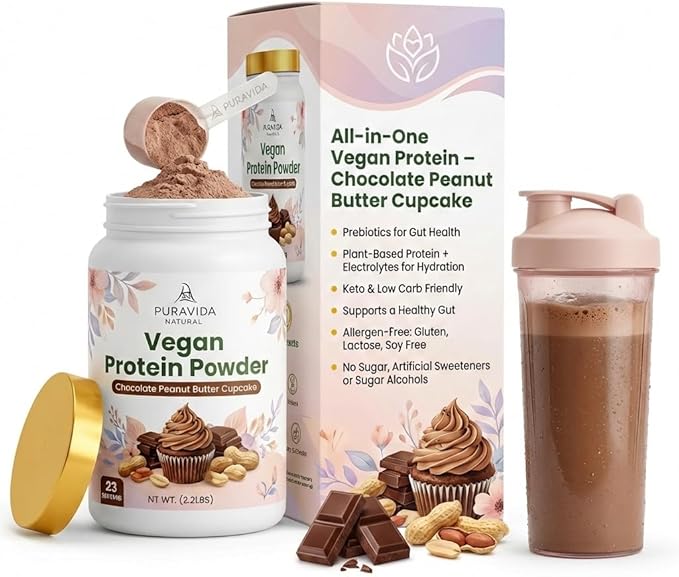 Vegan Protein Powder | All-in-One | W/Prebiotics Gut Health Electrolytes | Chocolate Peanut Butter | 23 Servings | Gluten-Free Lactose-Free Sugar Free Keto
