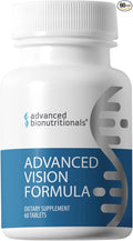 Advanced Bionutritionals – Advanced Vision Formula Supplement Healthy Vision Eye Function Support Eye Vitamins Lutein Zeaxanthin Vitamin A C Zinc Gluten Free Dairy Free Vegan (60 Tablets)