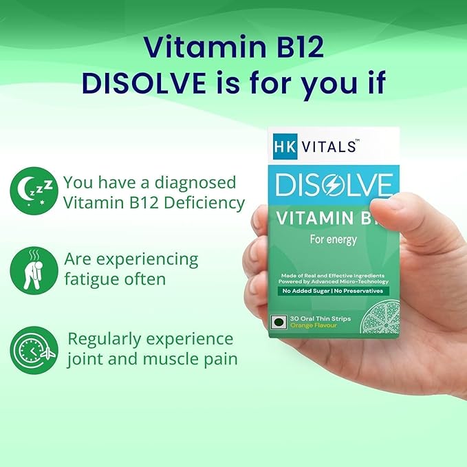 SENTA HealthKart HK Vitals DISOLVE Vitamin B12 for Energy No Added Sugar Orange 30 Strips