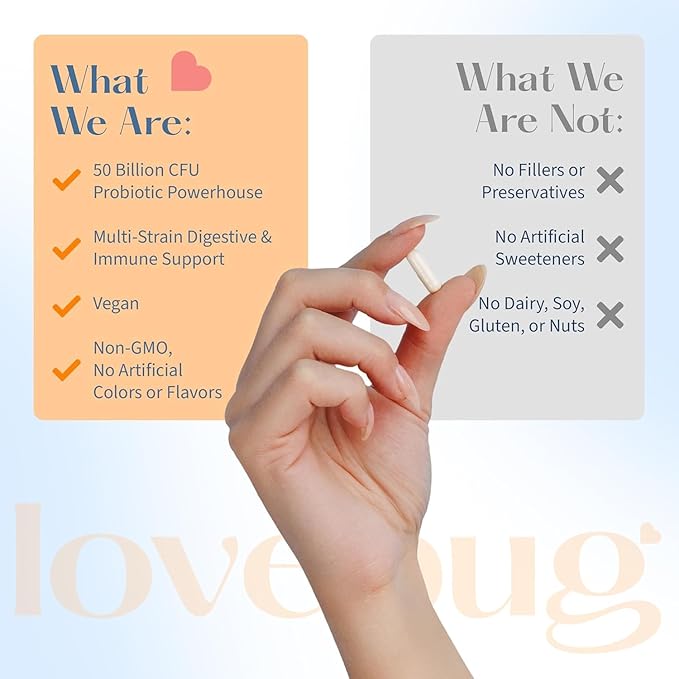 Lovebug Award Winning Maximum Strength | Rebuild &amp Restore Immune and Digestive Microbiome | 10 Clinically Studied Strains for Constipation Diarrhea &amp Upset Stomach | 25 Billion CFU