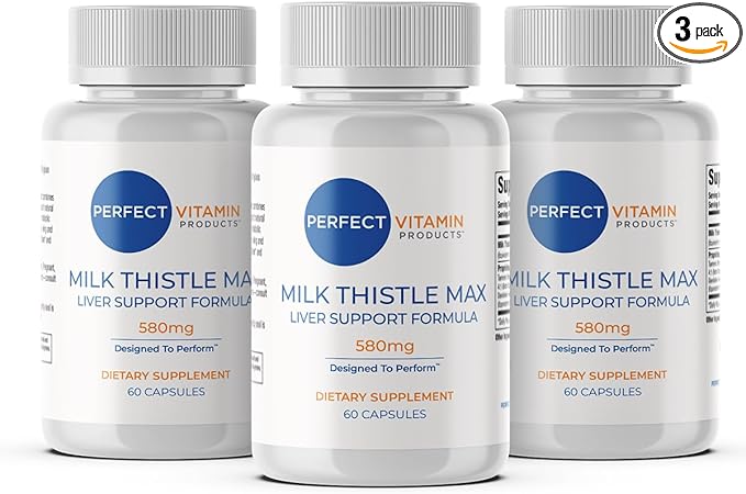 Milk Thistle Max Liver Support – 580mg with Dandelion Turmeric Beet &amp Black Pepper – Detox &amp Antioxidant Blend for Liver Enzymes Water Balance &amp Metabolism (3-Pack)