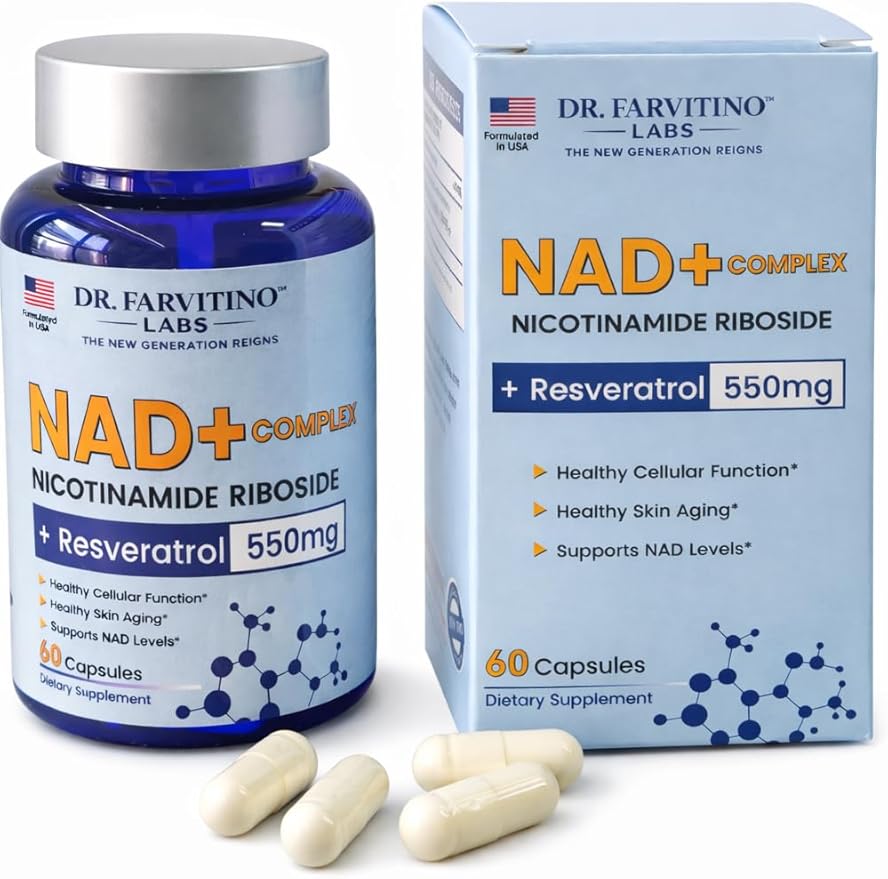 NAD+ 550mg – Cellular Energy &amp Healthy Aging Support – Nicotinamide Adenine Dinucleotide Supplement – 60 Capsules
