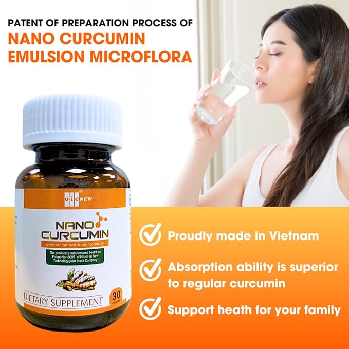 Nano Curcumin - 30 Capsules - Nano Technology Increases Absorption Up to 99.9% Promotes Digestive System Relieves Gastric and Beautifies The Skin