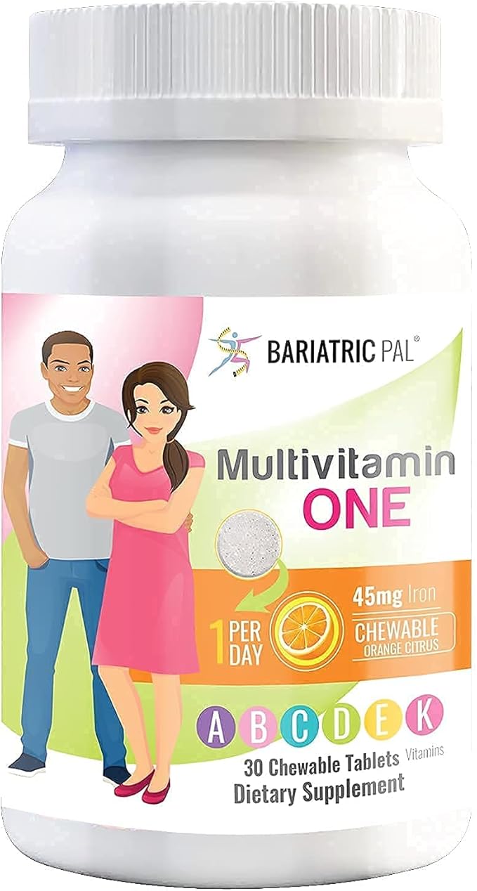 BariatricPal 30-Day Bariatric Vitamin Bundle (Multivitamin ONE 1 per Day! Chewable with 45mg Iron - Orange Citrus and Calcium Citrate Soft Chews 500mg with Probiotics - Strawberry Twist)