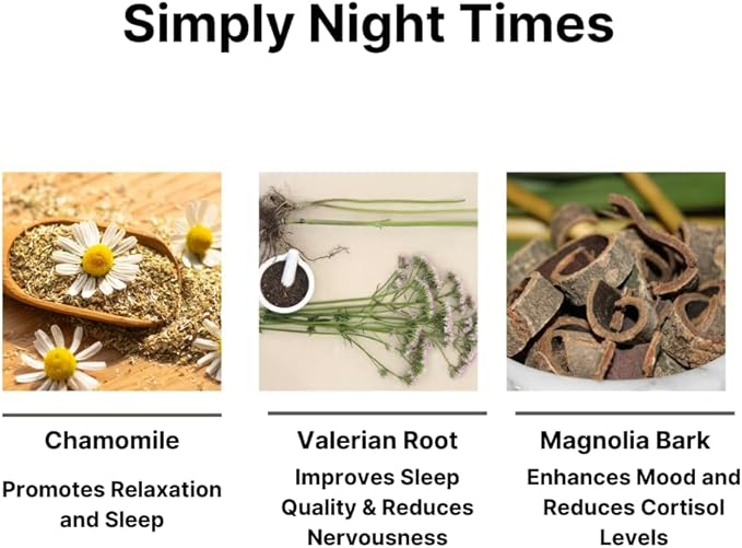 Simply Night Time | Weight Loss Support | Better Sleep | Mood Enhancer and Stress Relief | Botanical Blend - Valerian Root Cascara Sagrada Magnolia Bark Chamomile | 84 Count