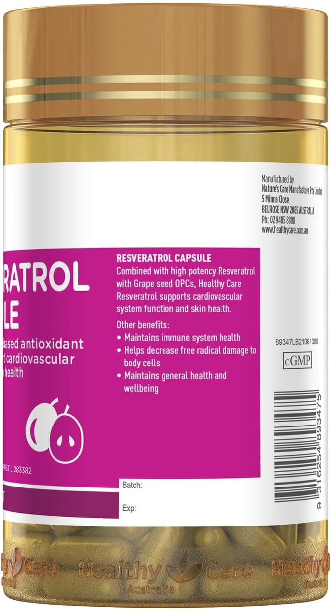 Healthy Care Resveratrol Capsule - 180 Capsules