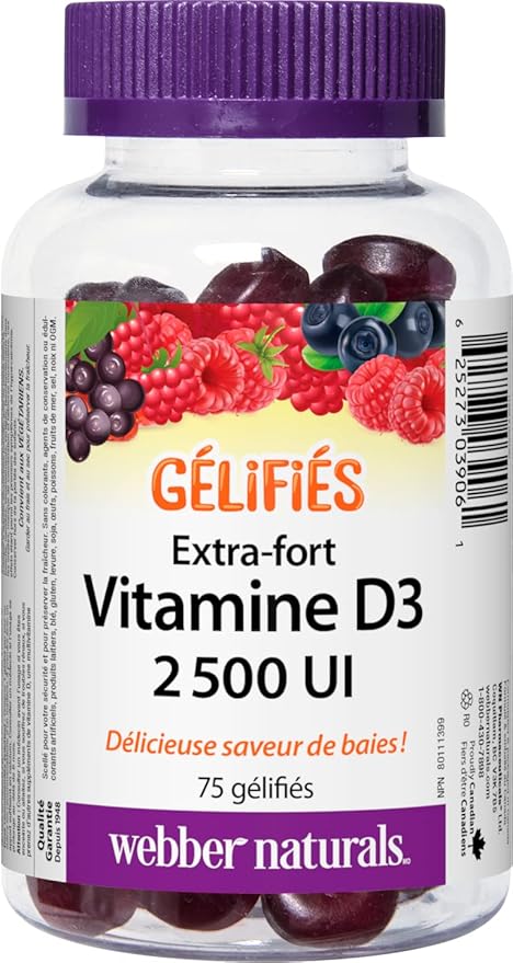 Webber Naturals Vitamin D3 Extra Strength 2500 I 75 Gummies
