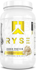 RYSE Loaded Protein Powder - Vanilla Peanut Butter - 25g Whey Protein Isolate &amp Concentrate with Prebiotic Fiber &amp MCTs - Low Carb Low Sugar Digestive-Friendly - 27 Servings / 2 lb Tub