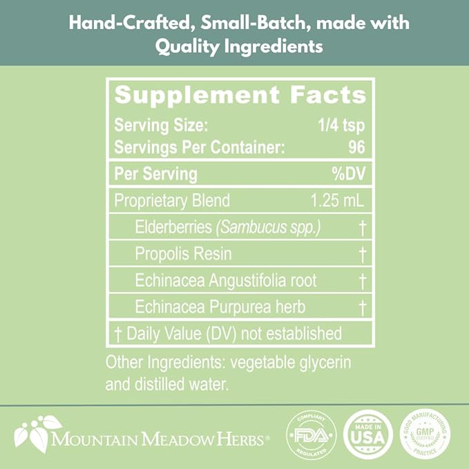 Mountain Meadow Herbs Family Immune Booster Extract with Sambucus Elderberry and Echinacea | Optimal Immune Support for The Whole Family | Tincture 4 oz