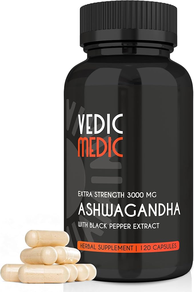 Organic Ashwagandha Capsules Extra Strength 3000mg with Black Pepper Extract - Stress Relief Mood Enhancer Energy Support - Non-GMO Vegan Gluten Free (120)
