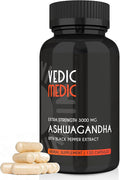 Organic Ashwagandha Capsules Extra Strength 3000mg with Black Pepper Extract - Stress Relief Mood Enhancer Energy Support - Non-GMO Vegan Gluten Free (120)