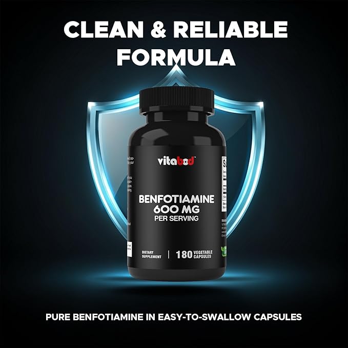 Benfotiamine 600mg – 180 Vegetarian Capsules – Fat-Soluble Vitamin B1 Supplement- 2 Pack