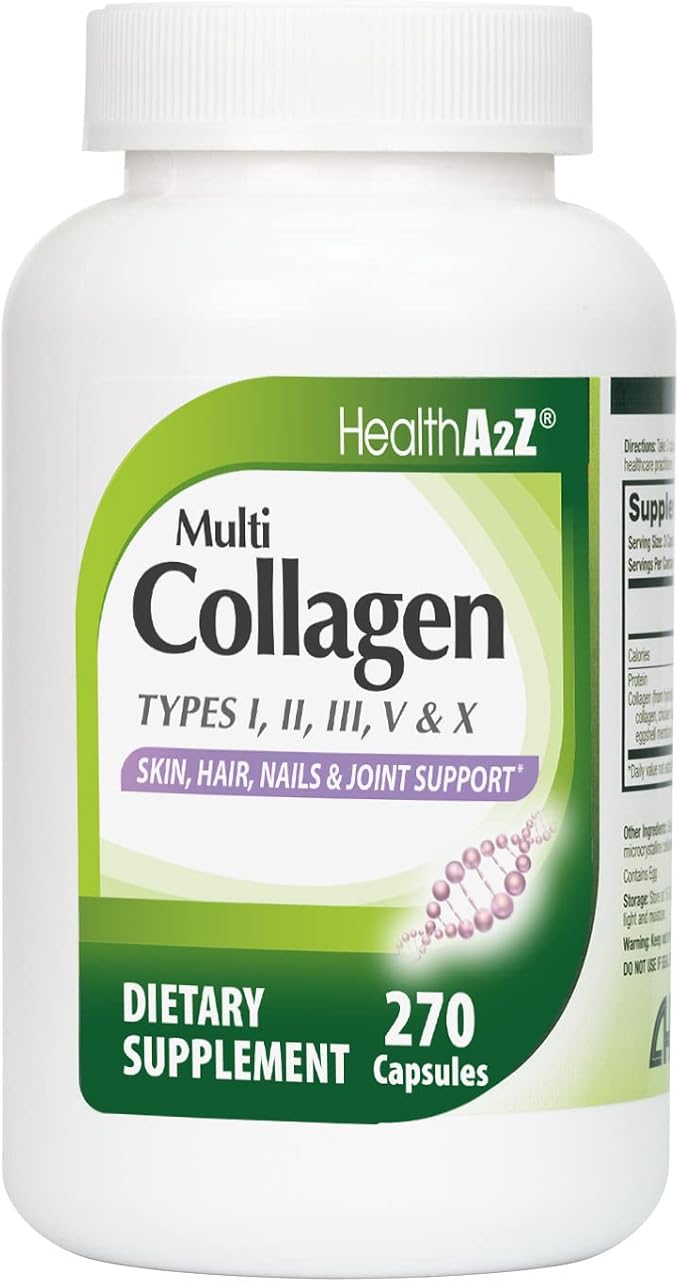 HealthA2Z® Mega Savings Bundle - Bismuth Subsalicylate 262mg (100 Tablets) &amp Multi Collagen Pills 1735 mg (270 Collagen Capsules)