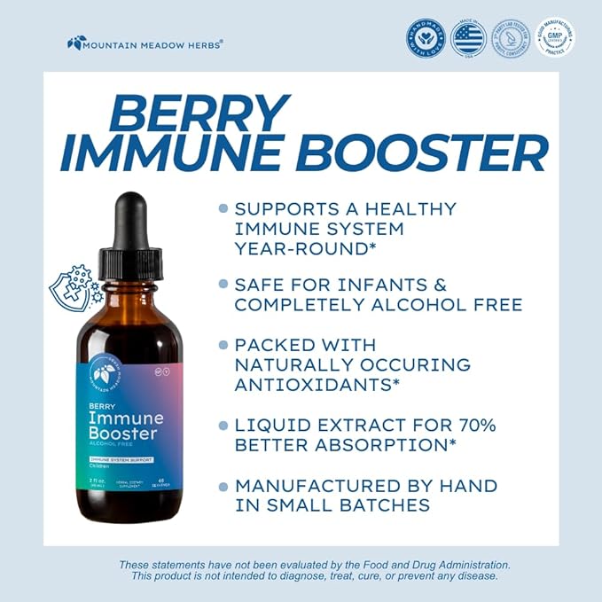 Mountain Meadow Herbs Berry Immune Booster for Kids Immune Support with Elderberry and Echinacea - 2oz.
