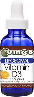 Vinco Inc - Liposomal Vitamin D3 Support Daily Supplement | 60 ml (60 Servings) | Maintain Strong Bones | Immune Resilience &amp Mood Balance | Gluten Free &amp Vegetarian