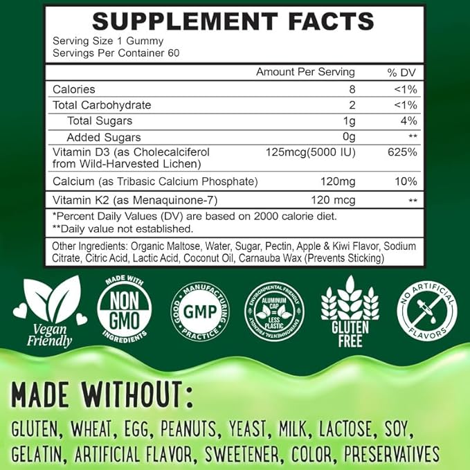 Magnesium + D3K2 Gummies Bundle – 2 Bottles (60 Each) – Apple Kiwi