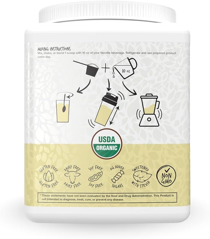 Portions Master Plant Protein Organic Plant Based Protein Powder with Fermented Brown Rice Complete Amino Acid Profile Vegan Non GMO Gluten Free (375g Vanilla)