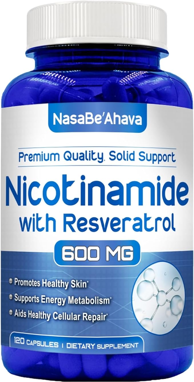 Resveratrol with Vitamin B3 Nicotinamide 500mg | NAD+ Precursor and Longevity Complex with Nicotinamide Form of Vitamin B3 Niacin Flush Free for Aging Skin Energy &amp Cellular Support (120 Day Suppl