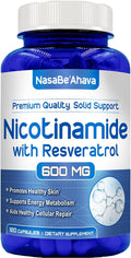 Resveratrol with Vitamin B3 Nicotinamide 500mg | NAD+ Precursor and Longevity Complex with Nicotinamide Form of Vitamin B3 Niacin Flush Free for Aging Skin Energy &amp Cellular Support (120 Day Suppl