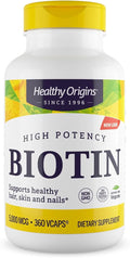 Healthy Origins Biotin 5000 mcg (USP Grade Non-GMO Gluten Free Hair Support Nail Support) 360 Veggie Caps