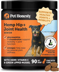 Senior Hemp Hip and Joint Supplement for Dogs - Glucosamine Chondroitin MSM &amp Green Lipped Mussel - Relief for Joint Stiffness Advanced Strength Mobility Support Senior Dogs (Peanut Butter 90 C