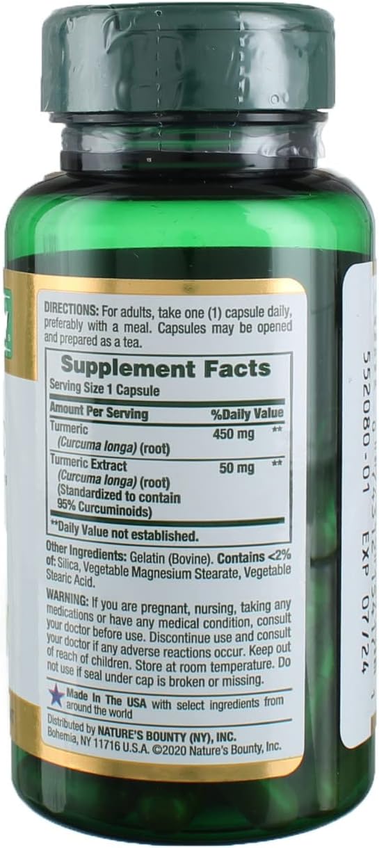 Nature's Bounty Turmeric 450 mg Capsules - 60 ct Pack of 3