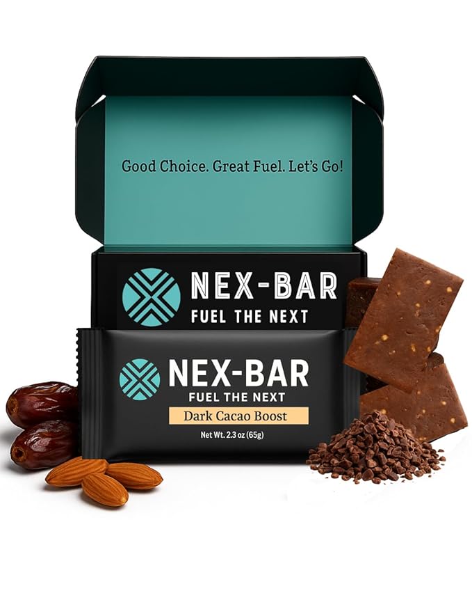 NEX-BAR Dark Cacao Boost Protein Bars - 8 Pack (19G Protein) No Added Sugar No Artificial Sweeteners